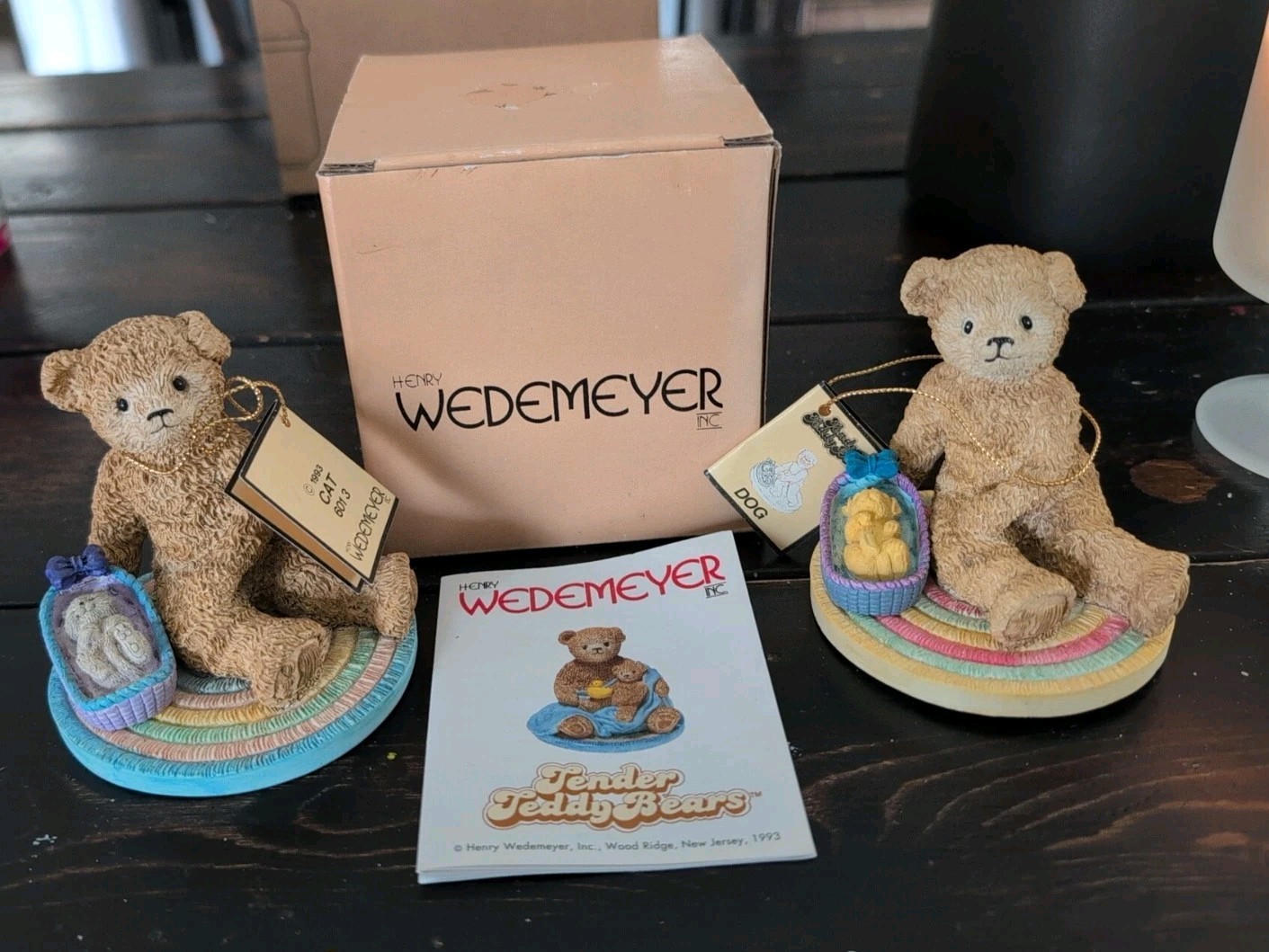 Tender Teddy Bears 1993 Henry Wedemeyer Figurines Caring Friend CAT & DOG 3 Tender Teddy Bears 1993 Henry Wedemeyer Figurines Caring Friend CAT & DOG 3