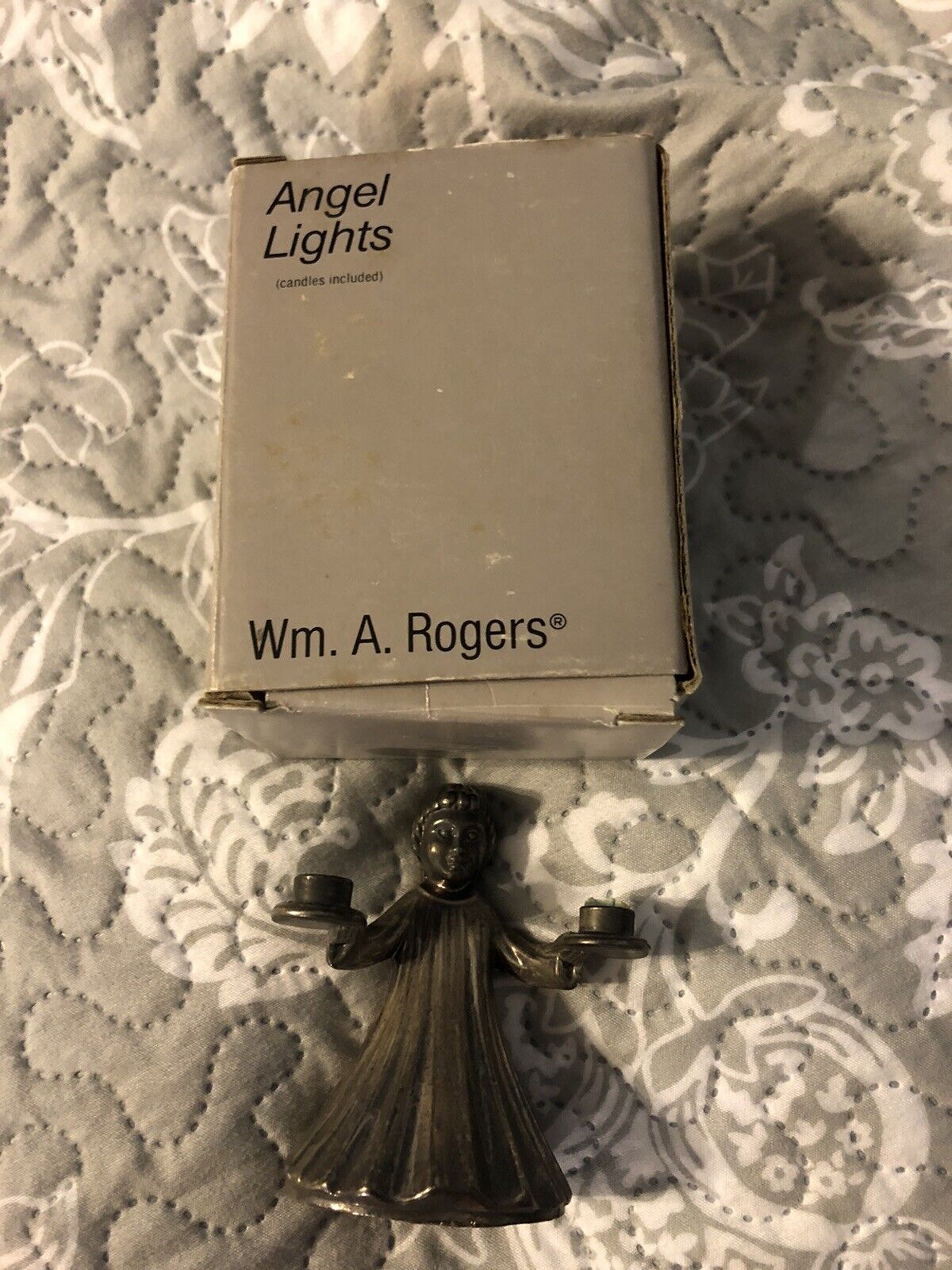 Wm. A. Rogers Silverplate Angel Lights Candle Holder Oneida Silversmiths Italy