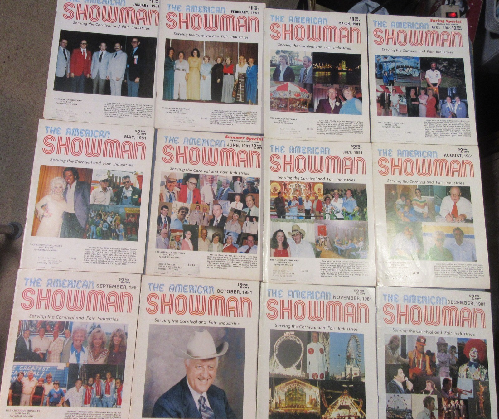 1981 American Showman Full Year Lot 12 Issues Carnival Fair Amusement Industry