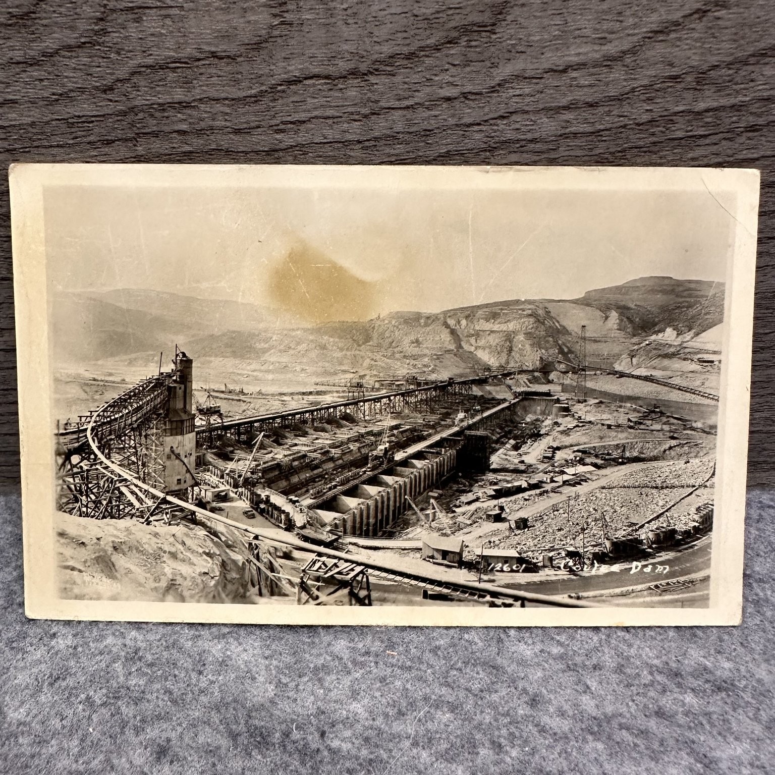 Grand Coulee Dam Construction RPPC Washington Vintage Postcard 1930s