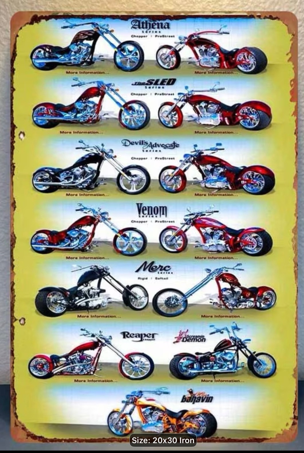 Motorcycle Series Metal Painting - 15 Styles of Classic Models 8x12 NEW