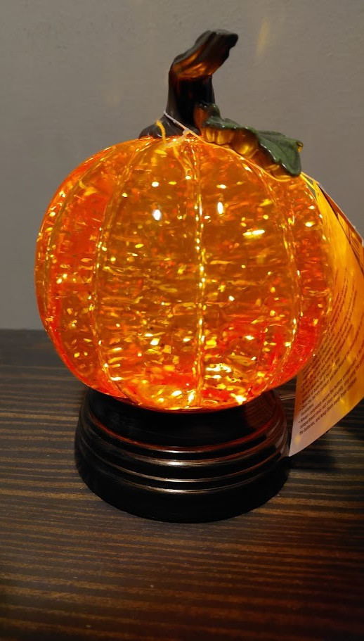 Orange Ceramic Snow Globe 6.25 x 4 x 4 inch LIGHTS UP Req 3 AA Batteries