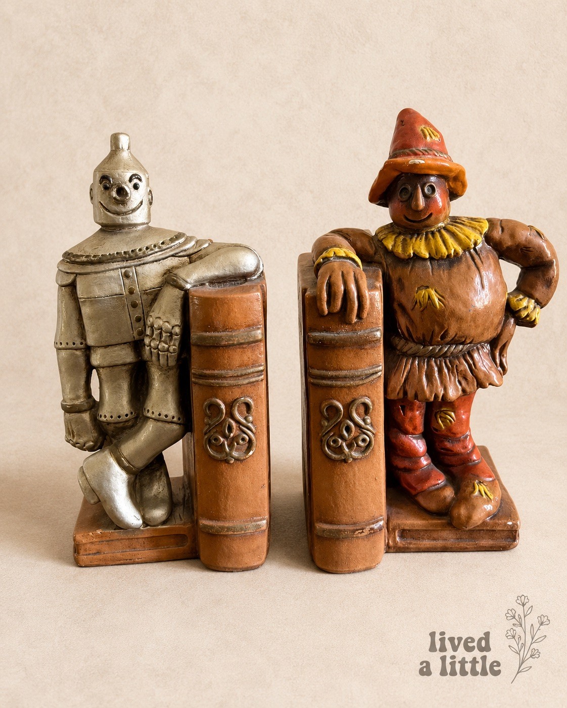 Vintage 1971 Progressive Art Wizard of Oz Bookends Tin Man Scarecrow Rare Vintage 1971 Progressive Art Wizard of Oz Bookends Tin Man Scarecrow Rare