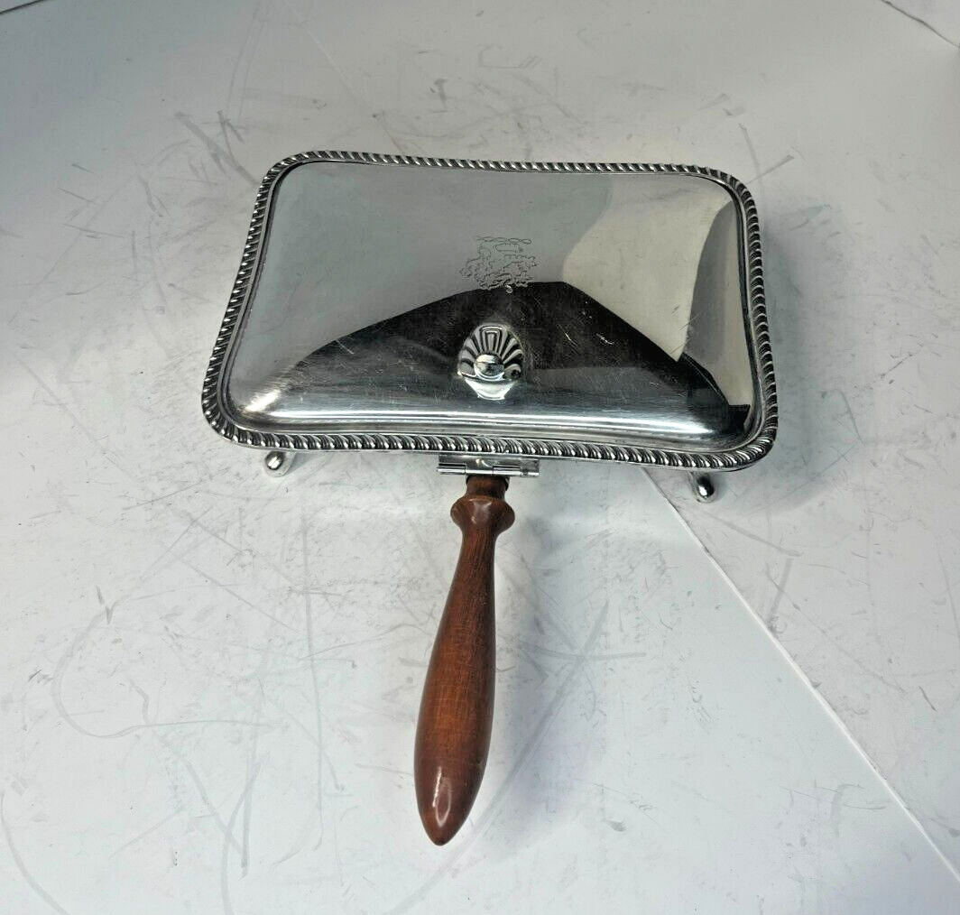 Vintage Poole Silverplate Footed Silent Butler /Crumb Catcher #125