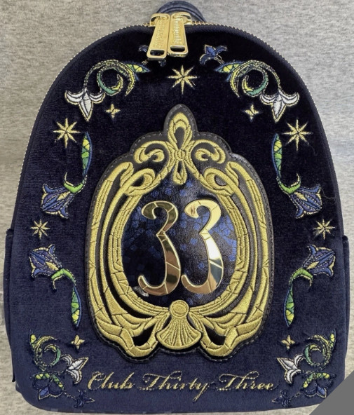 Disneyland Club 33 Loungefly Velvet Embroidered Backpack w Mickey Coin Purse NWT