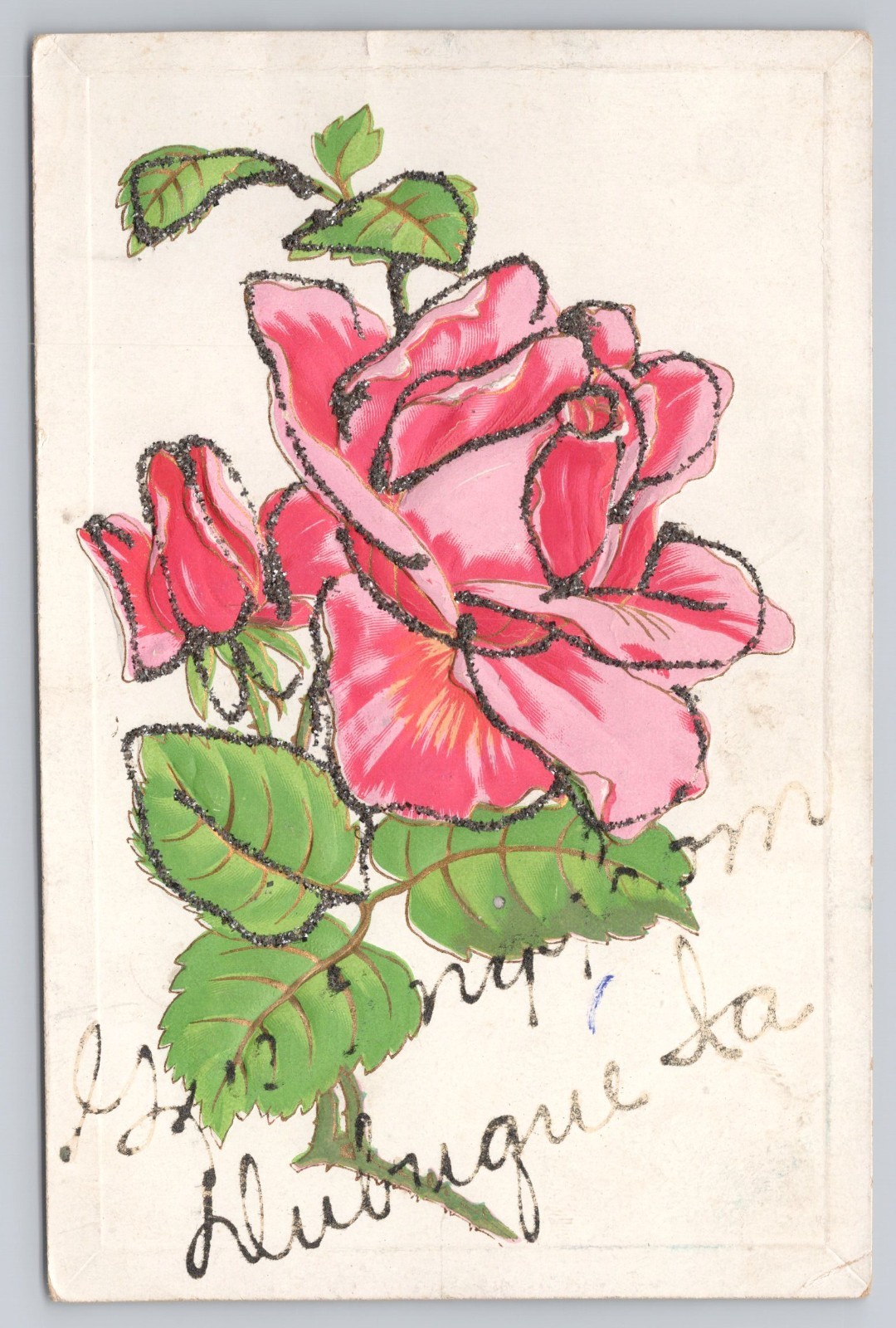 Postcard Embossed Flowers Greetings From Unknown Town Divided Back Early 1900s