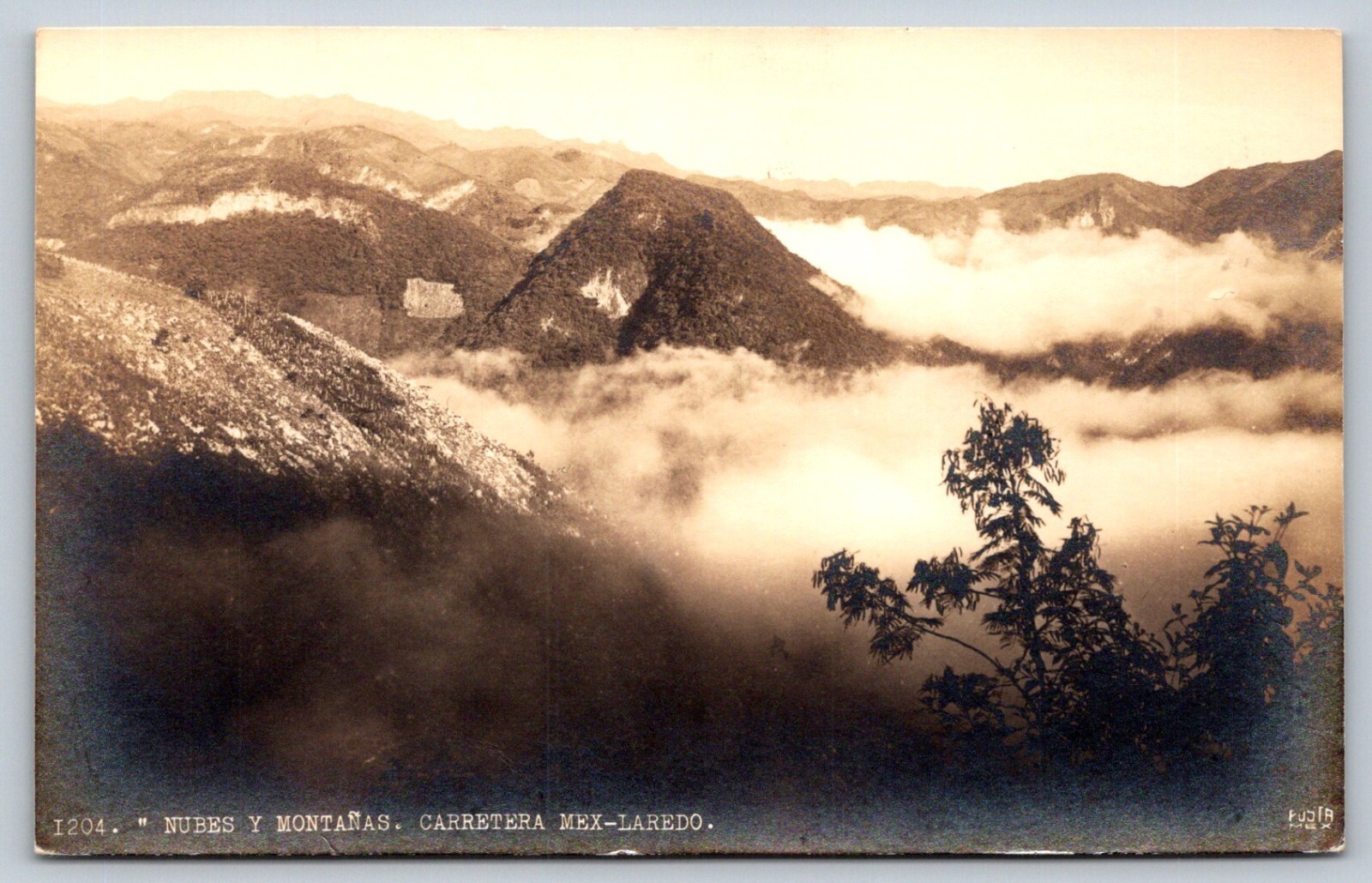 Vintage RPPC Postcard Mexico Mountains Fog Clouds Carretera Mexico-Laredo I204