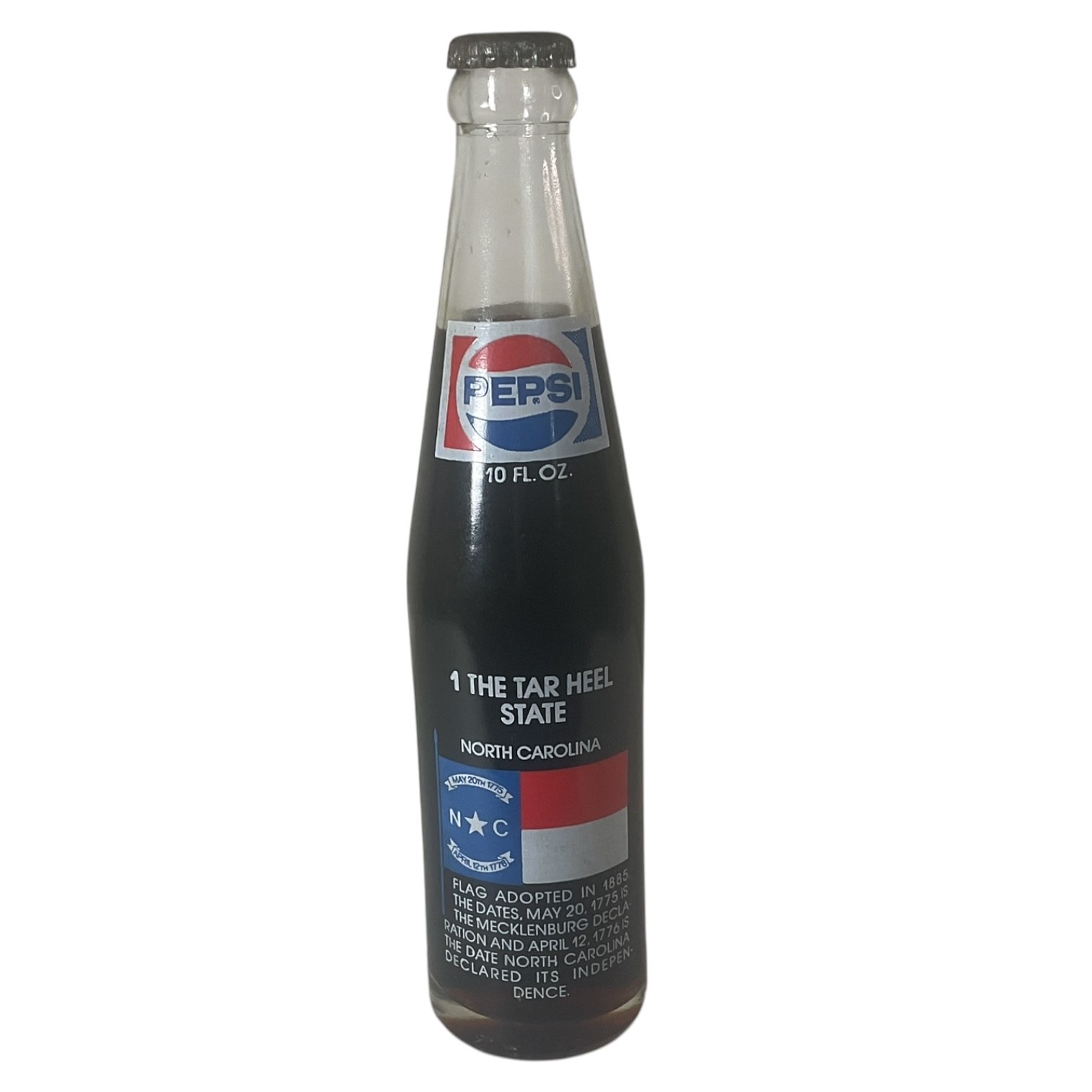 Vintage 1976 Pepsi-Cola North Carolina Tar Heel State 10 oz Bicentennial Bottle