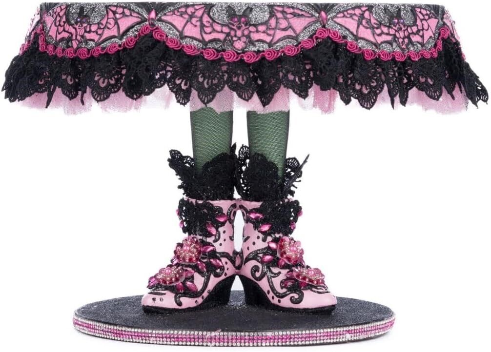 Katherine's Collection Halloween Witch Boots Cake Plate Pink Panic Possession