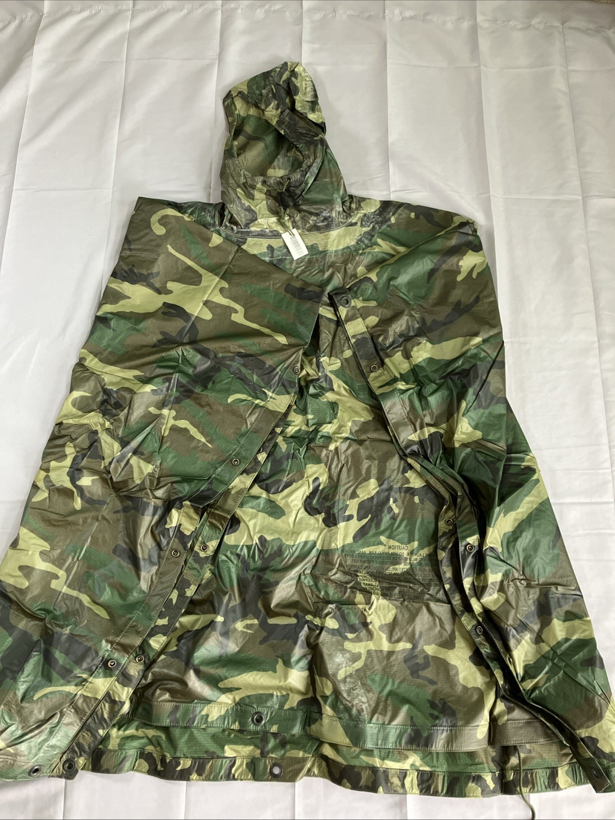 NOS - Authentic USGI Military Woodland M81 Wet Weather Rain Poncho Army ECWCS