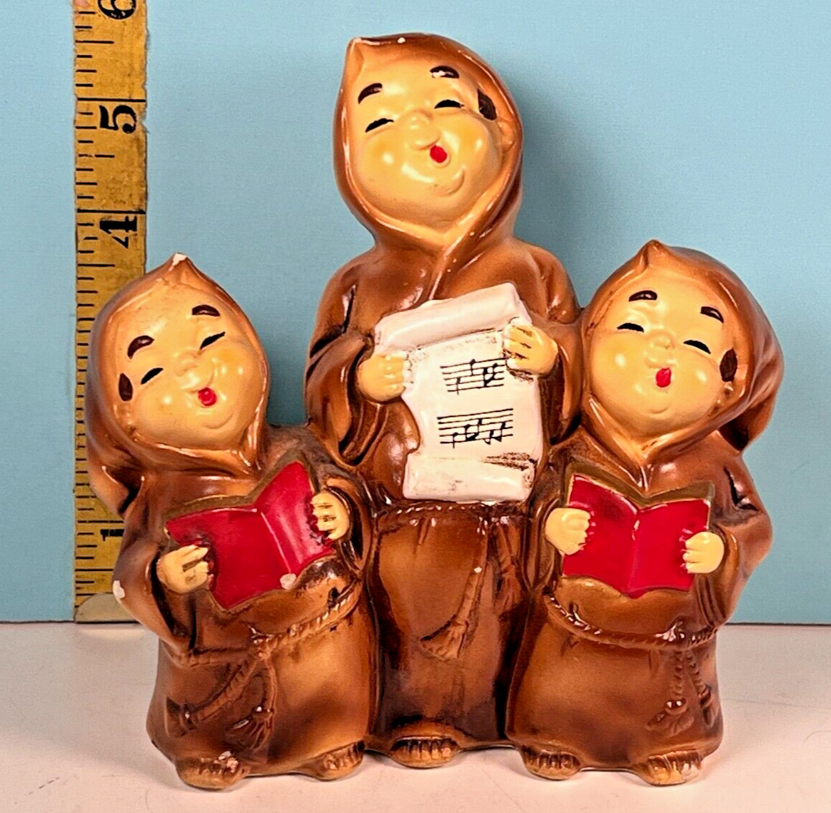 🔥Vintage HF Company Japan Musical Singing Monks Christmas Wind-Up Figurine🔥