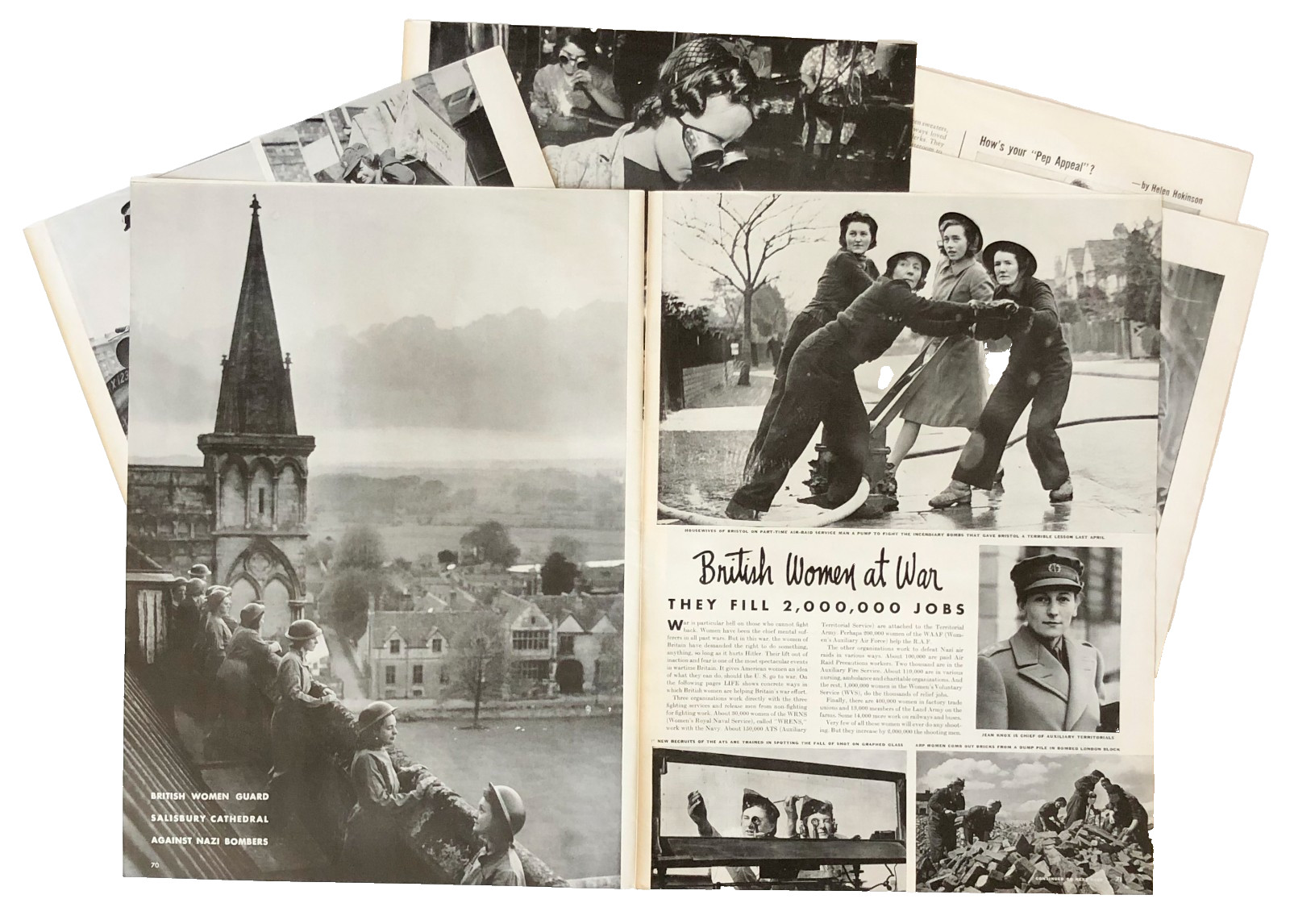 1941 British Women at War Article WW II Salisbury Cathedral Factory Wrens Vtg