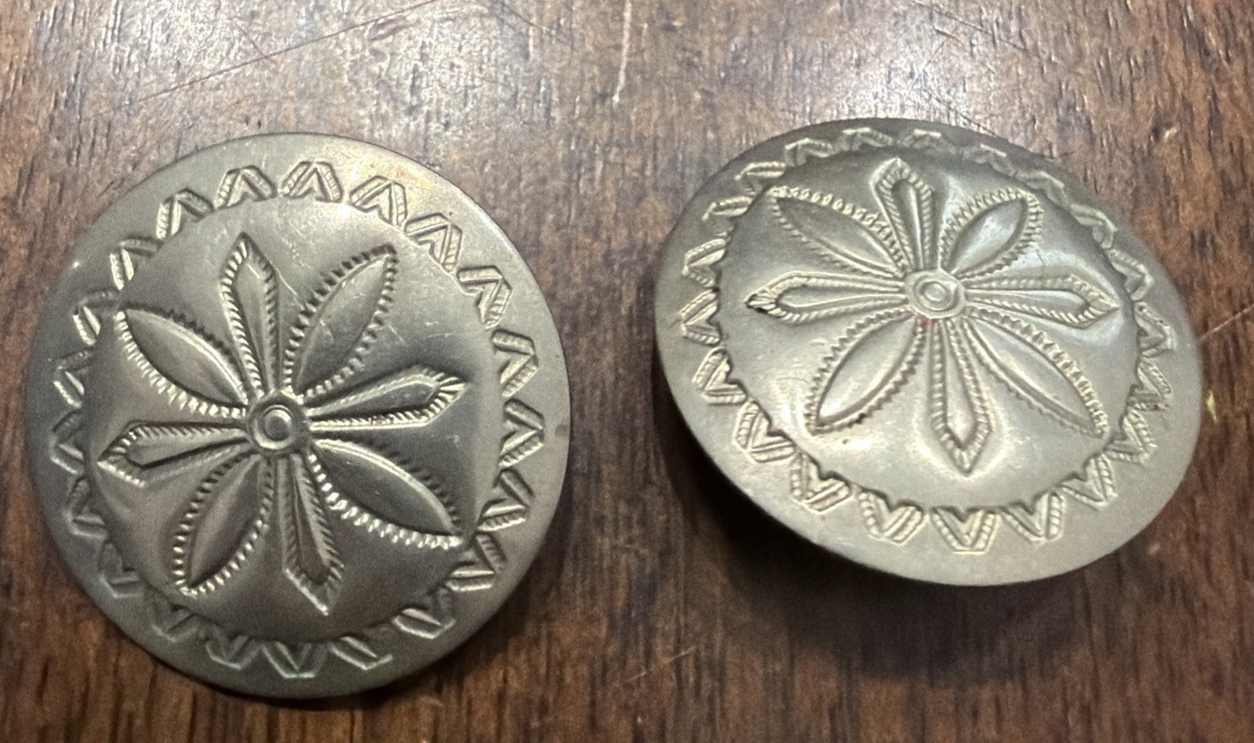 Vintage Southwestern Navajo Nickel Silver Concho Buttons Set of Two