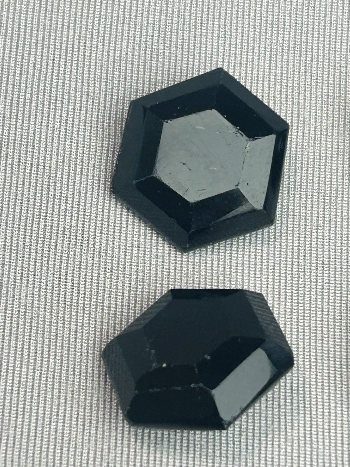 Vintage Black Glass Large Geometric Buttons Set Of 6