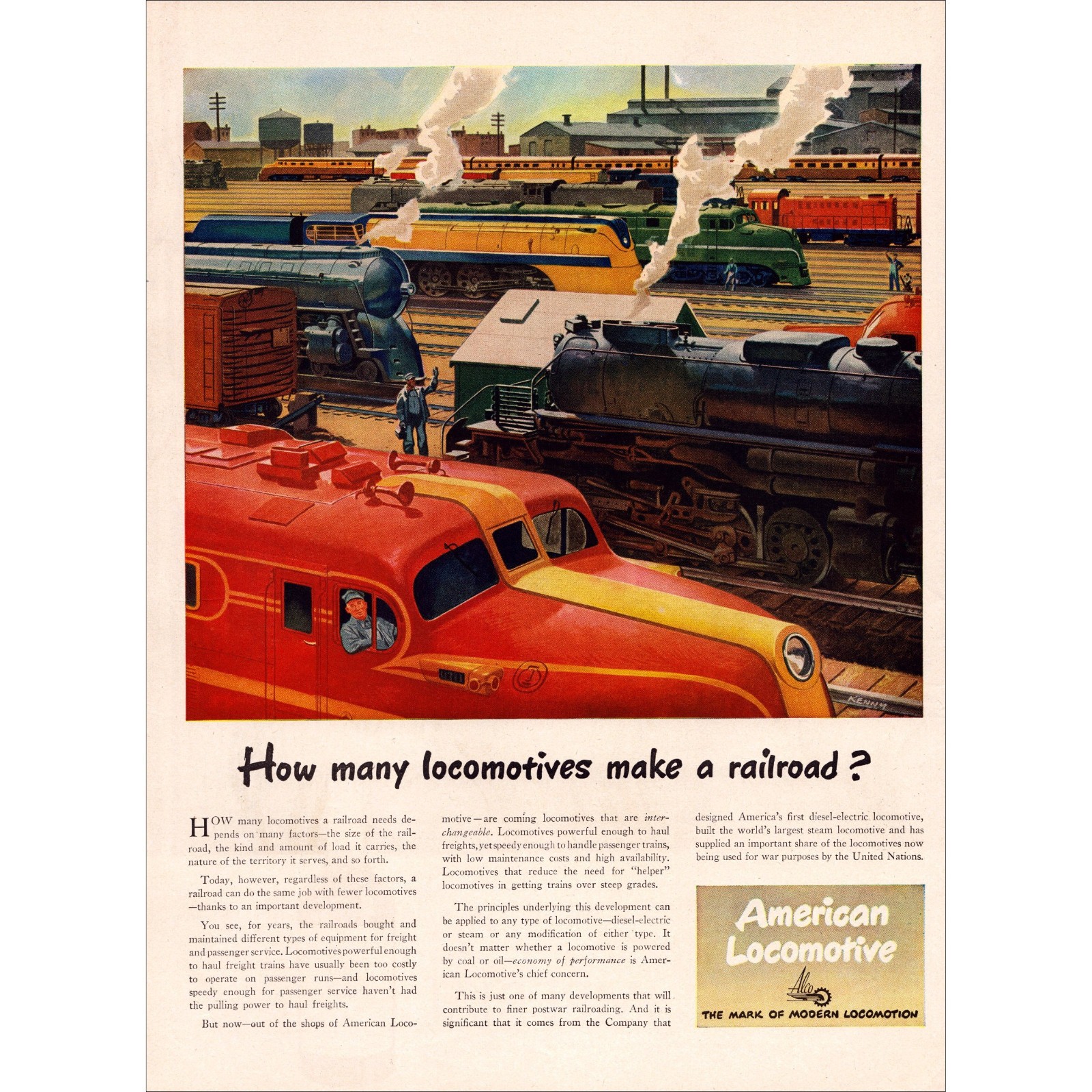 1945 American Locomotive Trains Original World War 2 Vintage Print Ad 1945 American Locomotive Trains Original World War 2 Vintage Print Ad