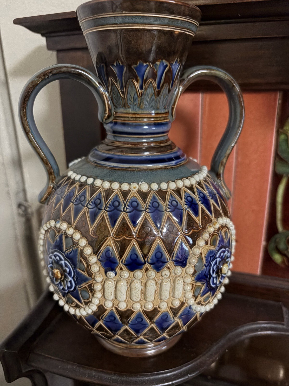Exquisite Antique Royal Doulton Pottery Vase