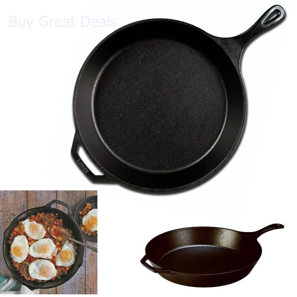 Lodge L14SK3 Cooking Pan, 15 Inch Pre Seasoned Cast Iron Non Stick Skillet - New