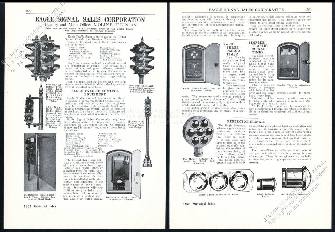 1931 Eagle Signal traffic signal stop light 4 types photo vintage print ad