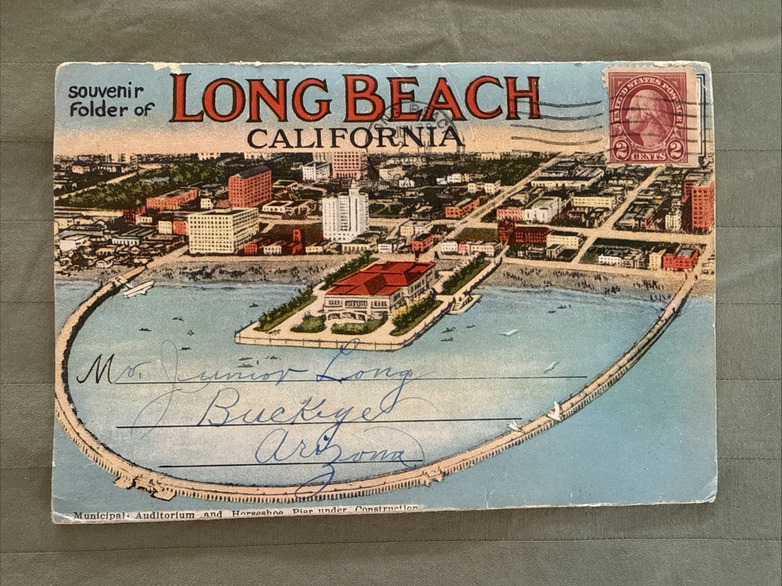 1940's Era Souvenir Folder of Long Beach California--Posted