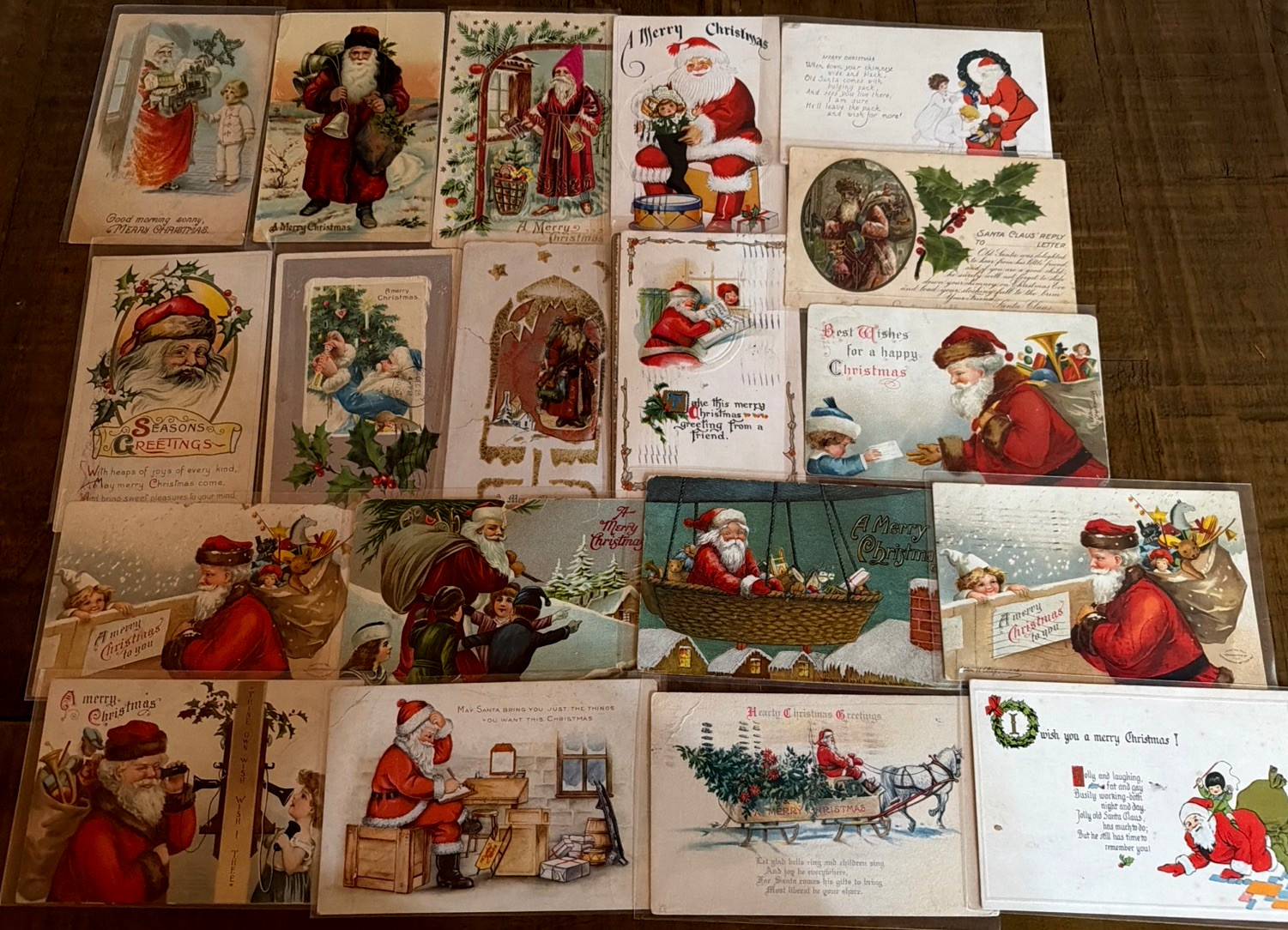 Huge Lot of 20 Antique ~SANTA CLAUS~ Postcards~ DAMAGED- SCRAPBOOK~ CRAFTS
