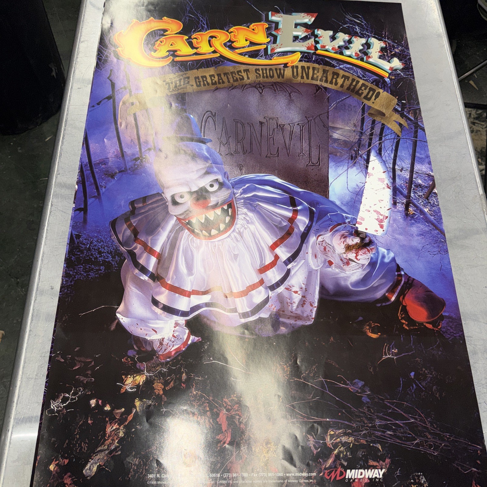 CarnEvil Original Arcade Distributor Poster 36”x24” Midway Games 1998
