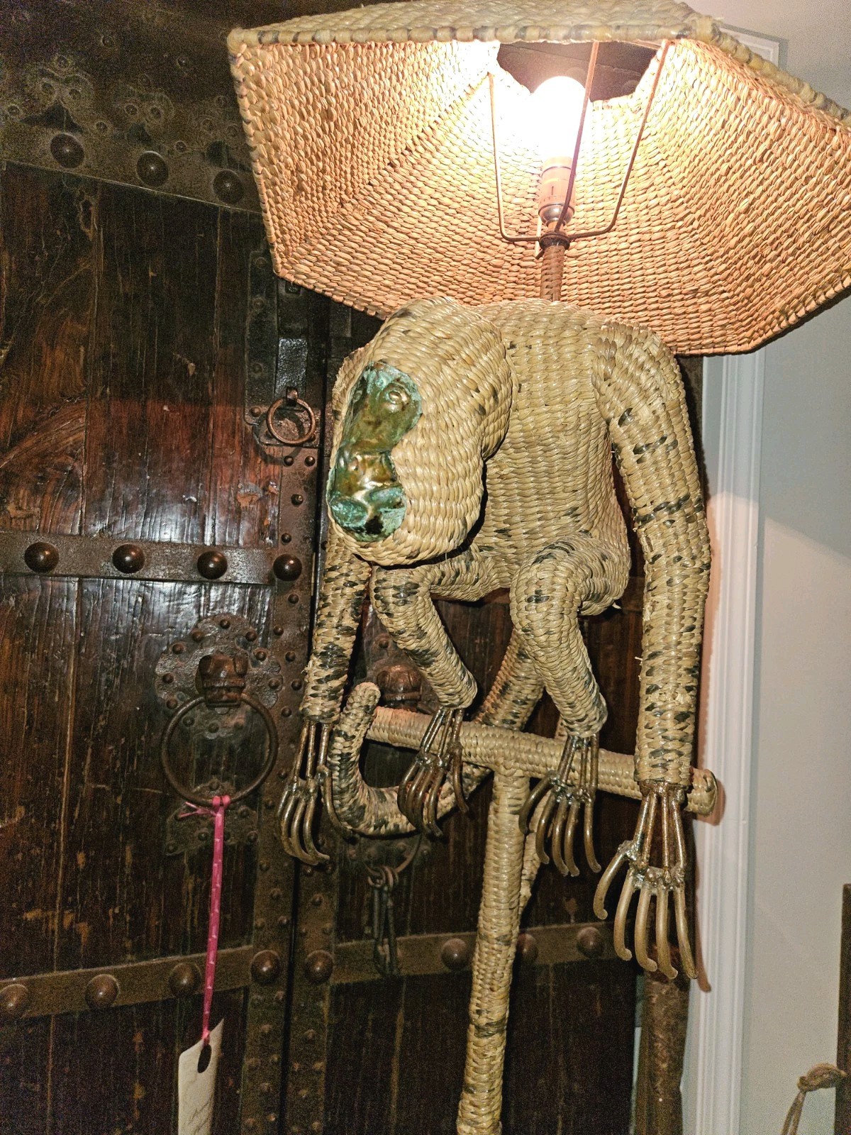 Vintage MARIO LOPEZ TORRES Woven Monkey Lamp