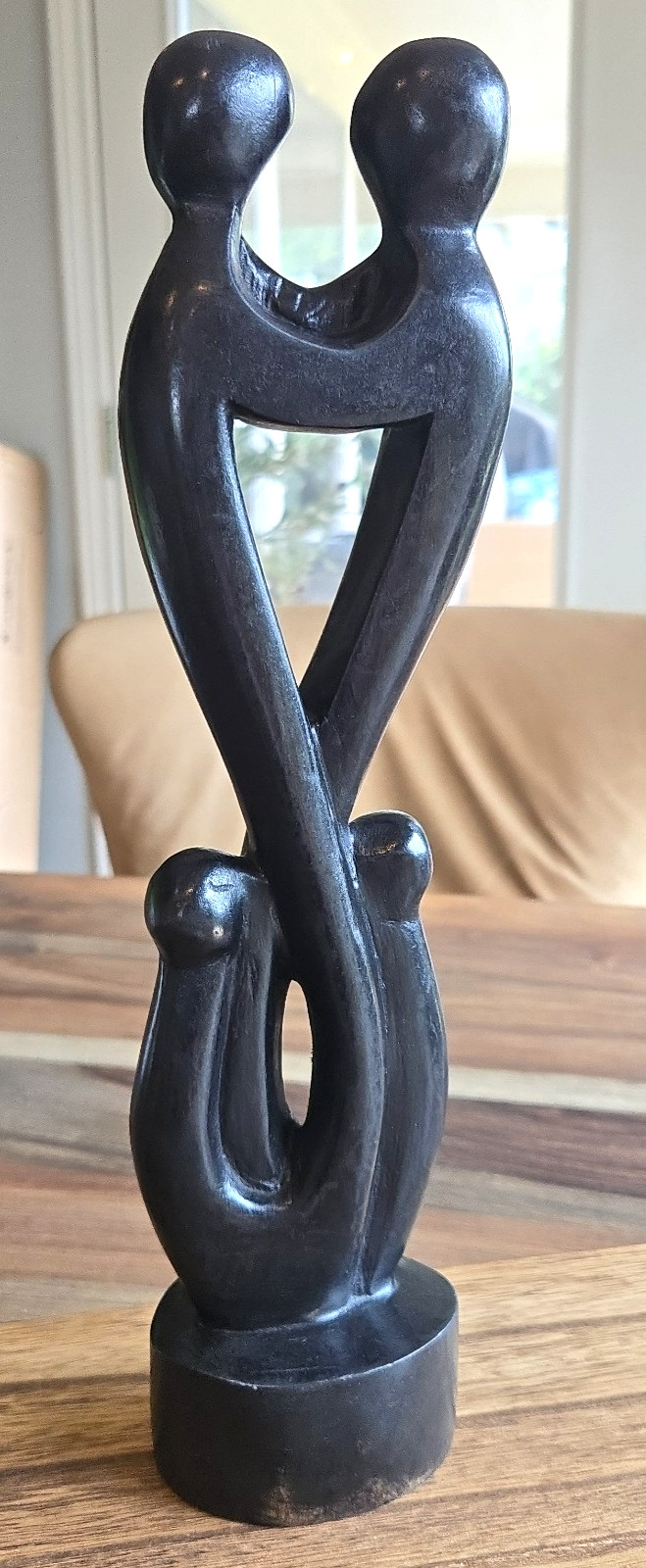 Handcrafted Abstract Sculpture Family Of 4 Sese/Ebony Black Wood 13