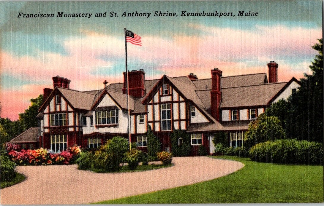 Franciscan Monastery St. Anthony Shrine Kennebunkport Maine Linen Postcard