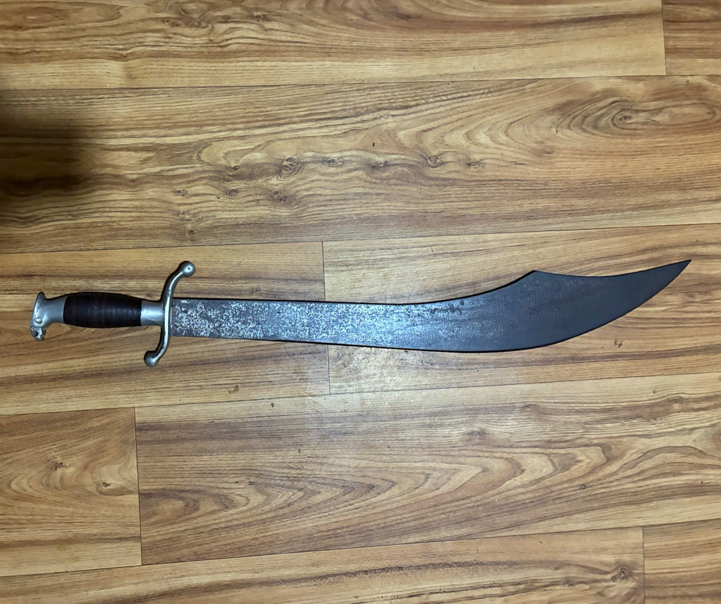 Rare Vintage Spanish Mexican Engraved Machete Leather Handle Sword Eagle Head Rare Vintage Spanish Mexican Engraved Machete Leather Handle Sword Eagle Head
