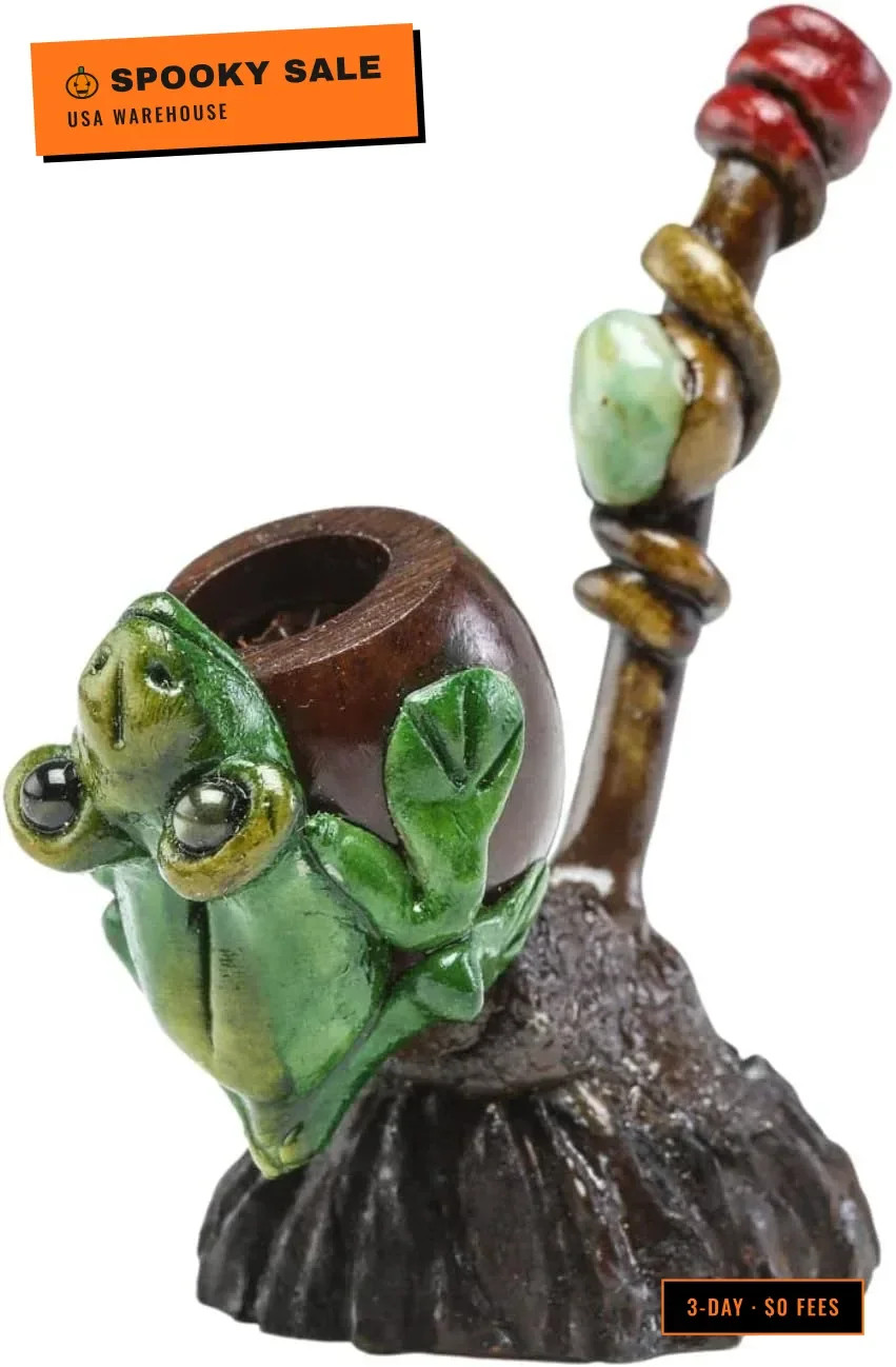 Frog Smoking Pipe w/Andean Walnut Base