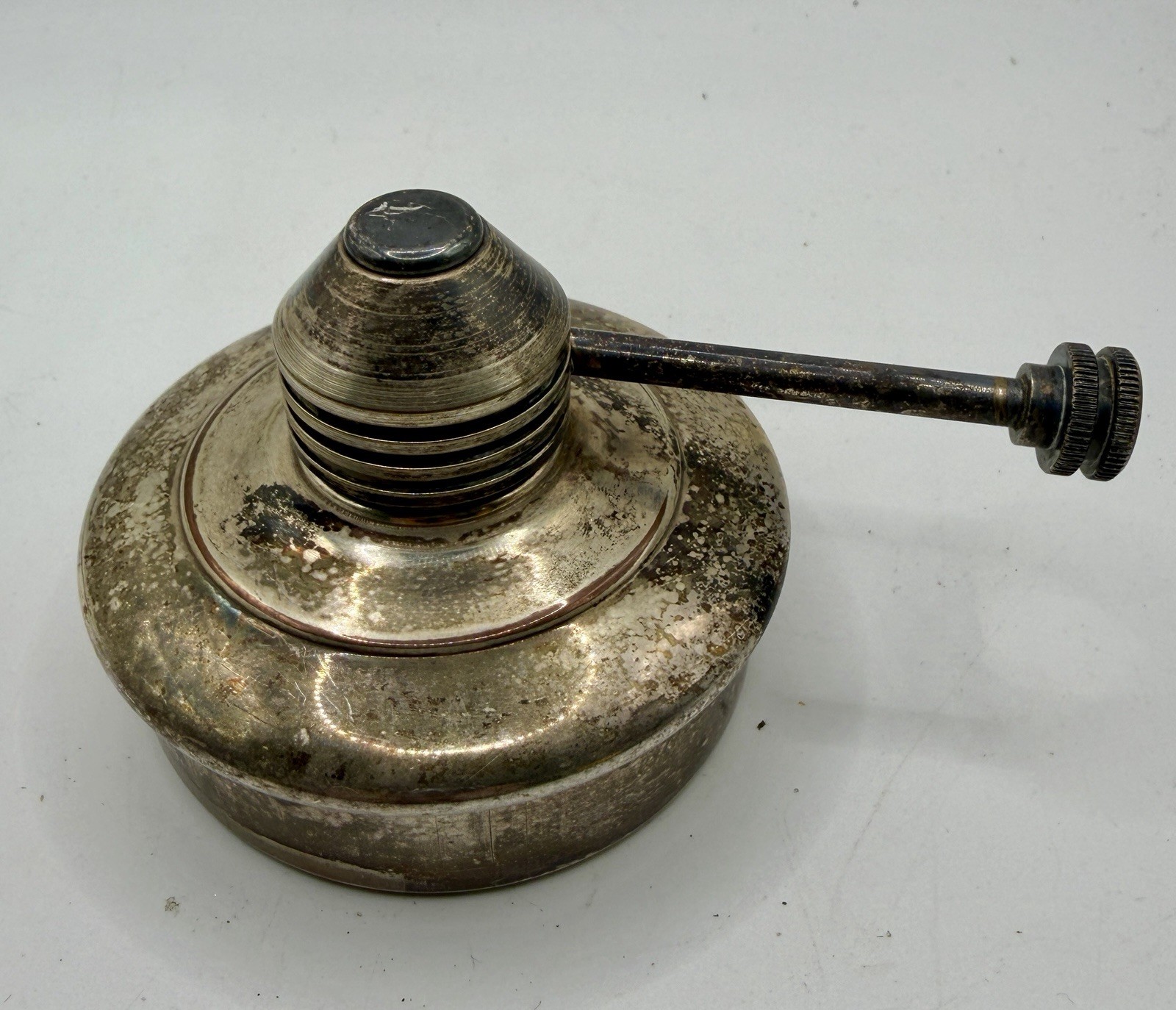 Vintage Alcohol Burner Jewelers Lamp Light Silver Plate With Damper And Wick