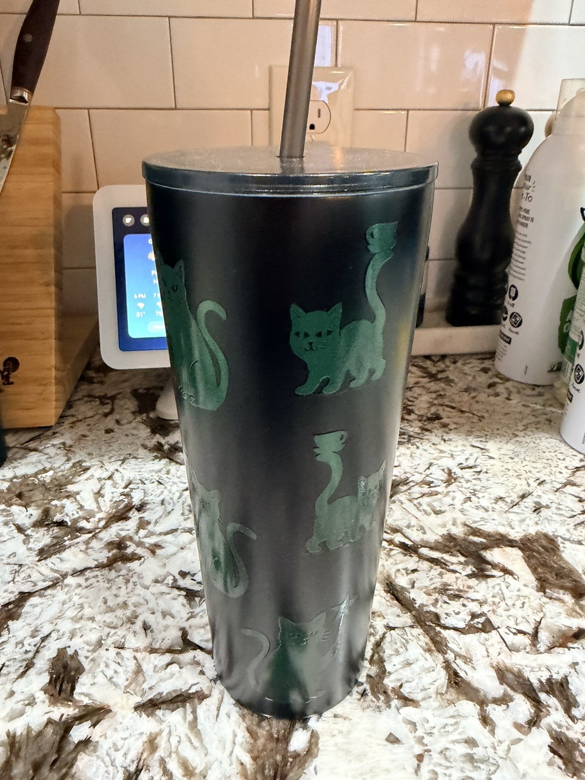 Starbucks Black Cat Tumbler glow in the dark 2026 Halloween Stainless IN HAND