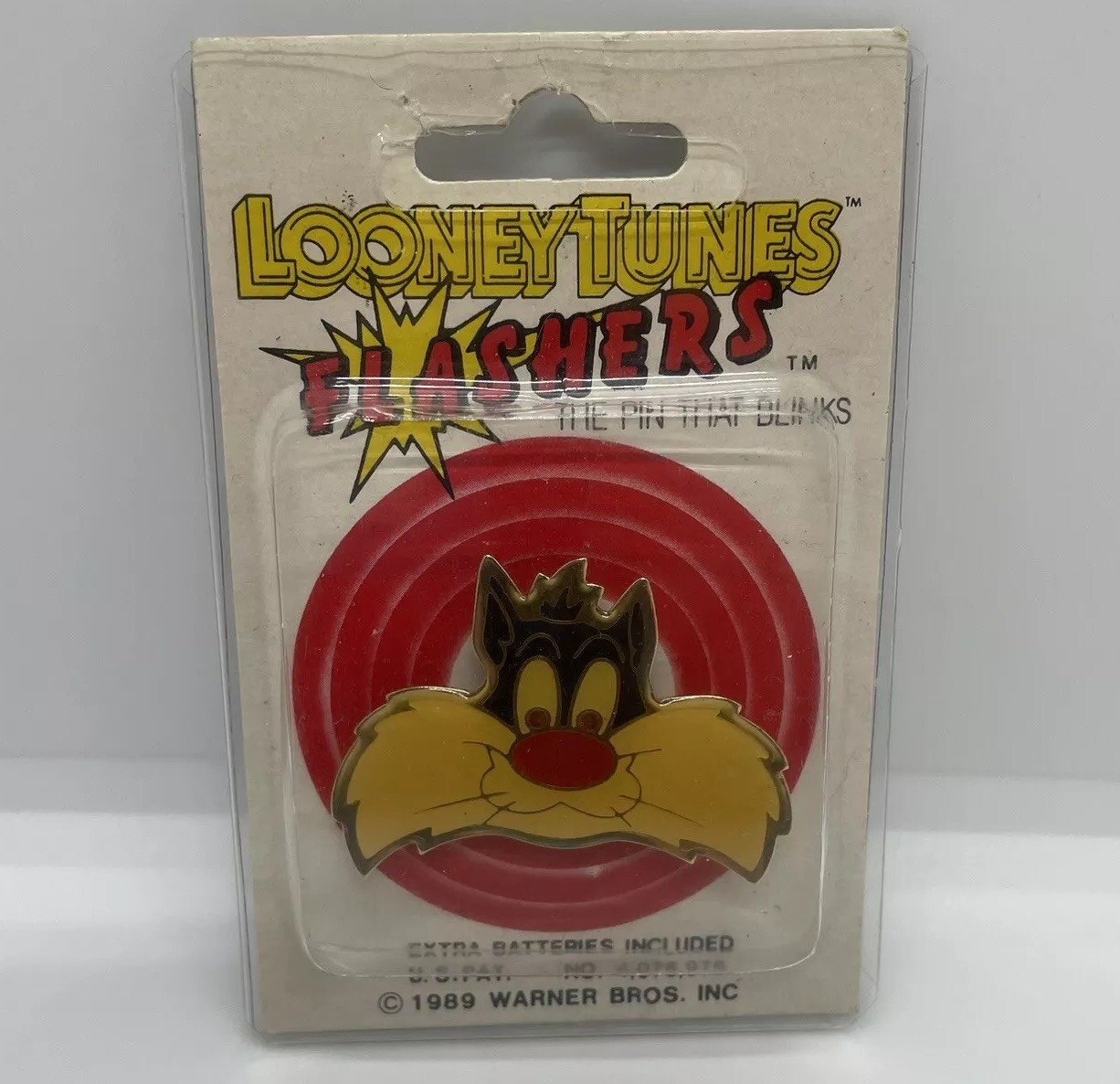 Vintage Looney Tunes Sylvester Flashers The Pin That Blinks 1989 New Old Stock