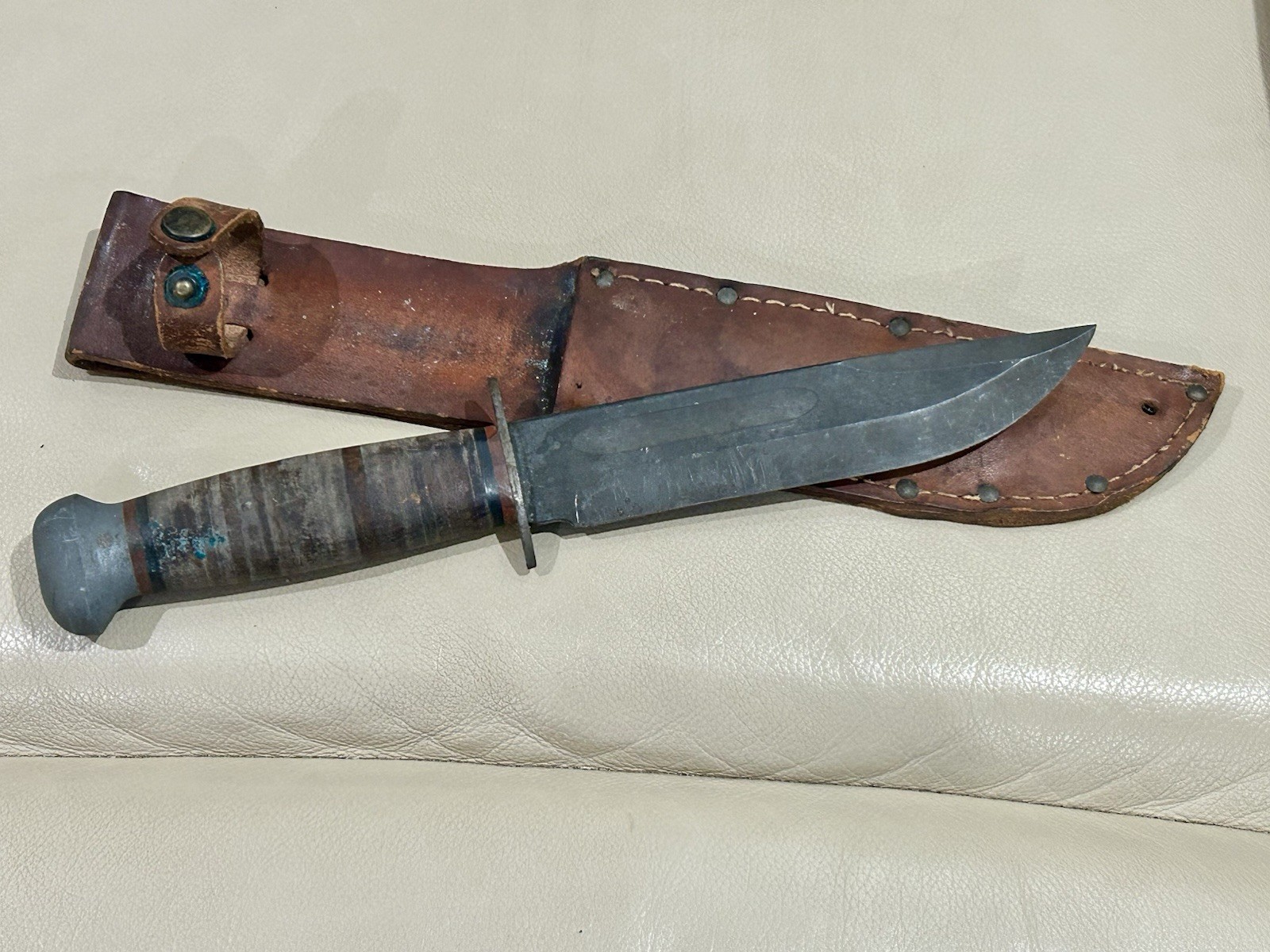 Vintage Original WWII US PAL RH-36 Parkerized Military Fighting Knife & Sheath