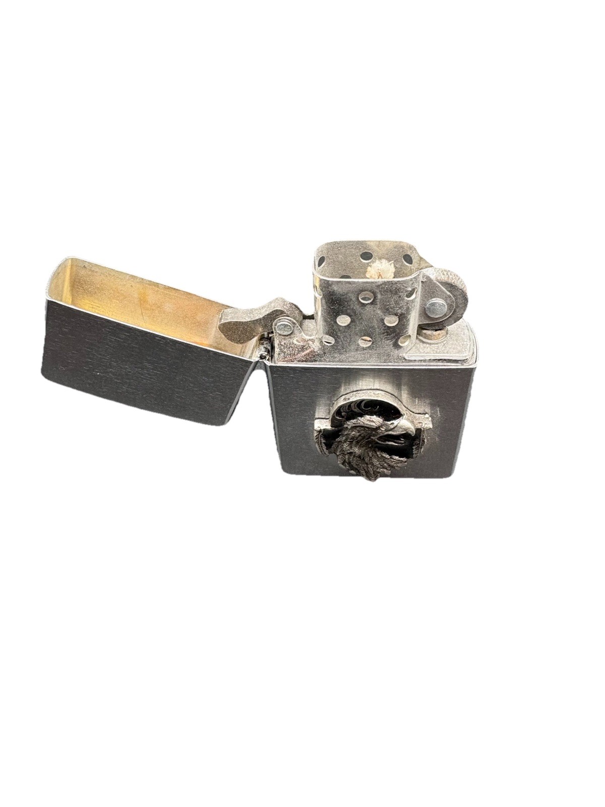 Zippo Eagle Emblem Lighter Unisex OS Silver Excellent 2000 Brushed Chrome USA