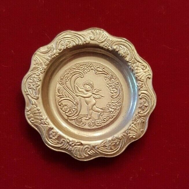 Dollhouse miniature vintage sterling silver Rococo Period plate,  1:12