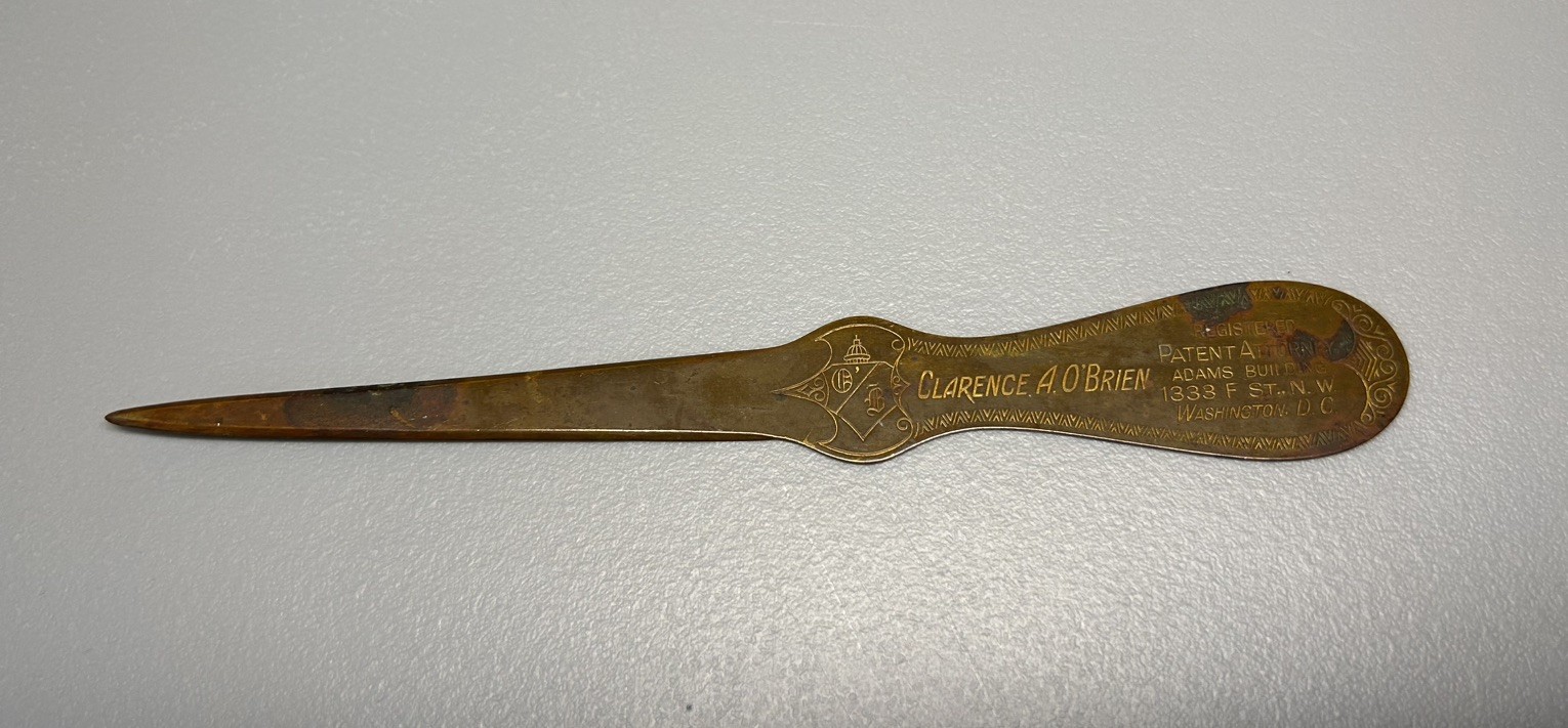 Vintage Clarence O\' Brien Patent Attorney Letter Opener Washington DC