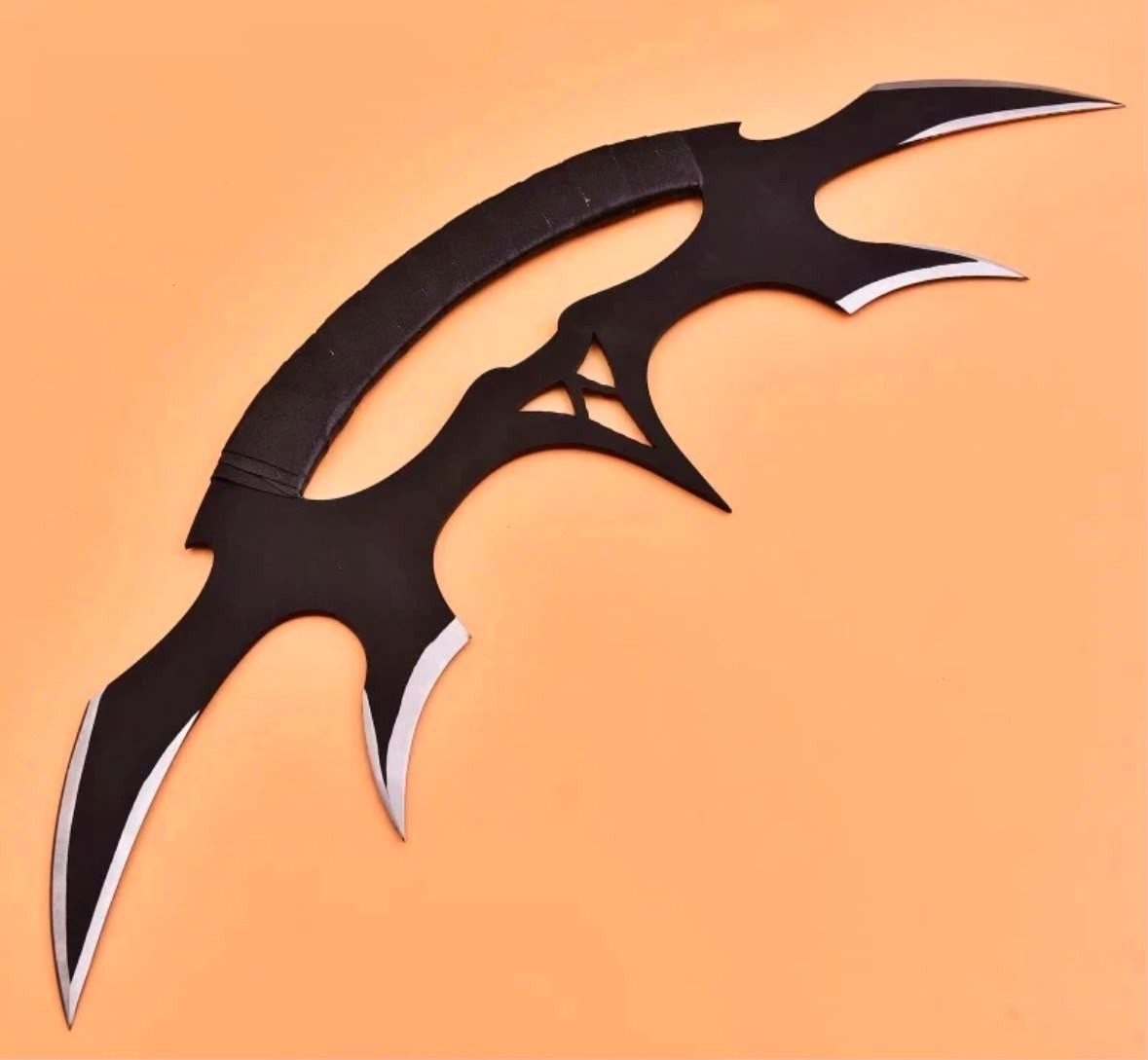 Custom Handcrafted Black Klingon Bat’leth Replica with Wooden Stand Custom Handcrafted Black Klingon Bat’leth Replica with Wooden Stand