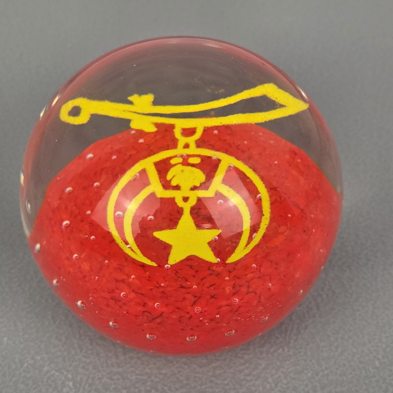 Vintage Gentile Glass Star City Masonic Shrine Grotto Emblem Paperweight Red Vintage Gentile Glass Star City Masonic Shrine Grotto Emblem Paperweight Red