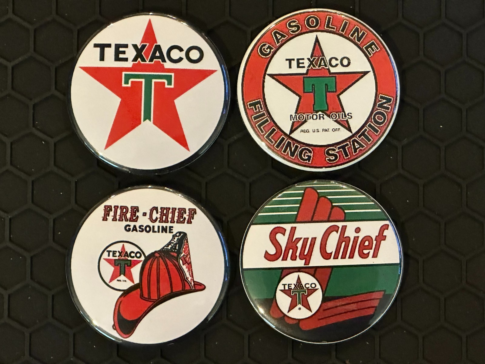 Texaco Oil and Gas Fridge Magnets 2 1/4” ToolBox Magnet x4
