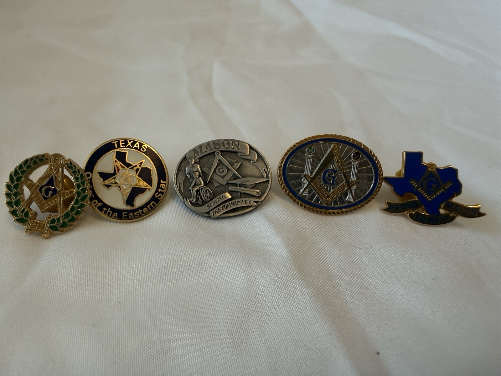5 X Texas Masonic Lapel Pins - Sold As A lot
