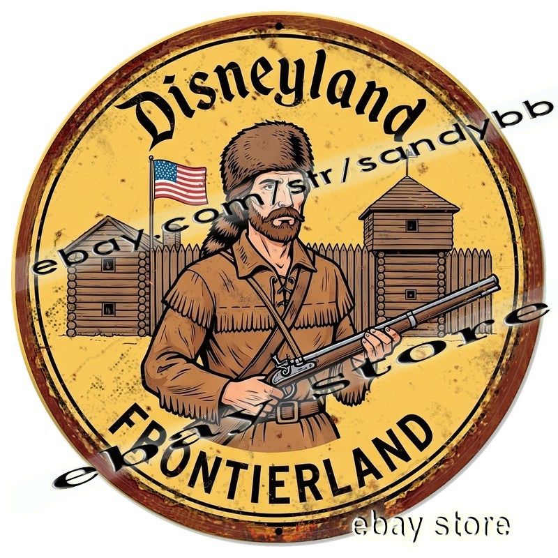 Western Frontier Theme Park Theme Park Round Tin Sign Style Reproduction 12in