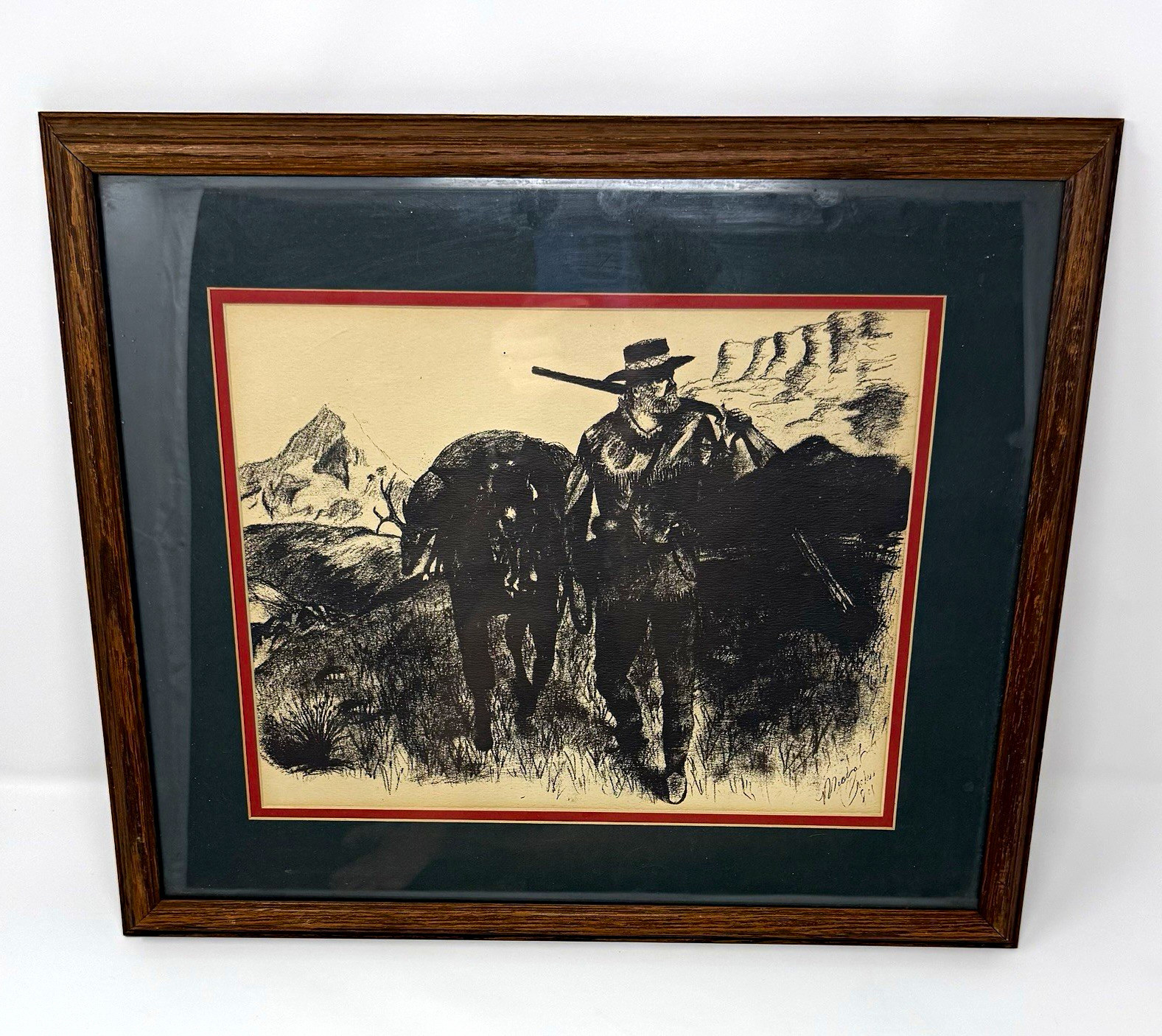 Original charcoal western sketch