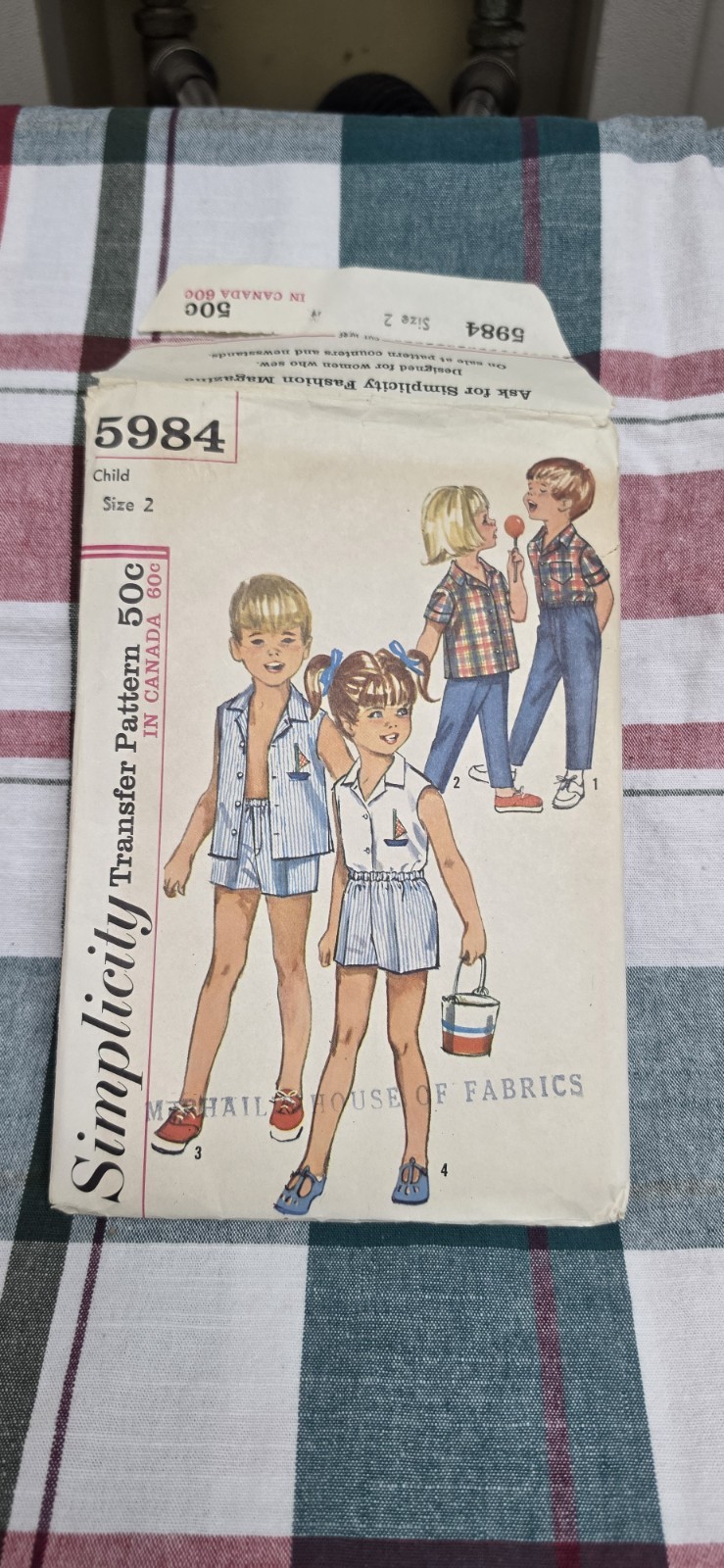 1965 Simplicity 5984 Child Size 2 Sewing Pattern Pre-Cut Factory Folded Unused