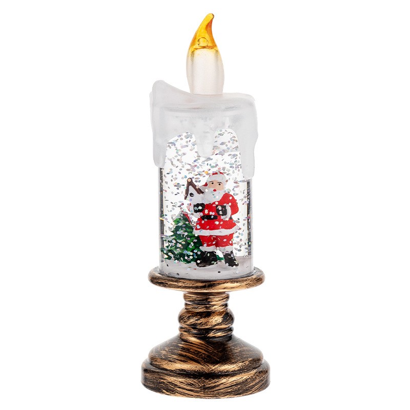 Christmas Snow Globe Candle Light Water Glittering Santa Decor Decoration Gifts