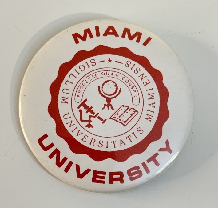 Miami University Seal Pinback Button Red White Oxford Ohio Academic Emblem