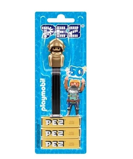 Limited Edition Playmobil GOLDEN KNIGHT 50th Anniv Pez Dispenser EURO MINT CARD