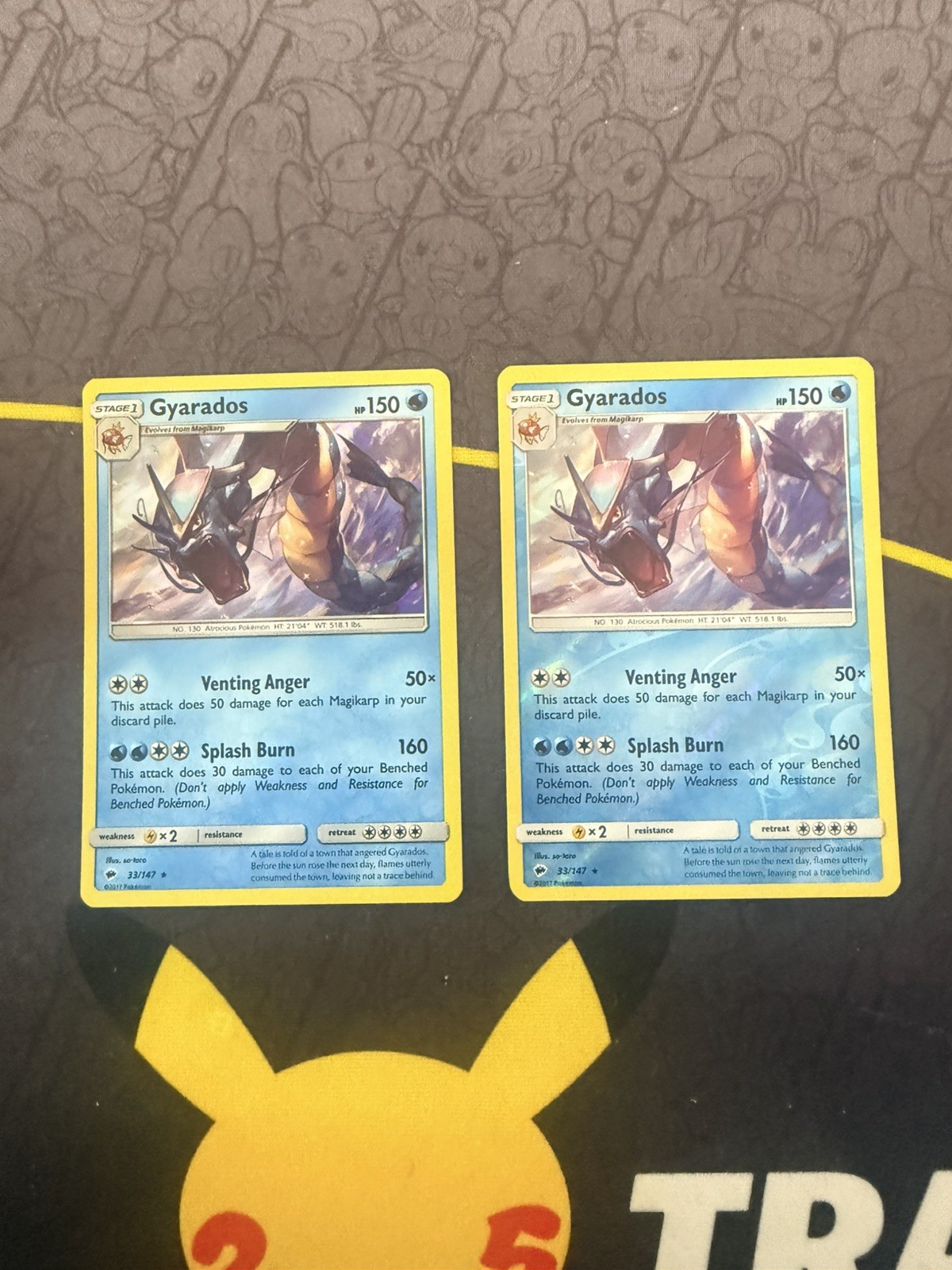 Gyarados 33/147 Holo & Rev Holo Burning Shadows Pokemon Holo Near Mint