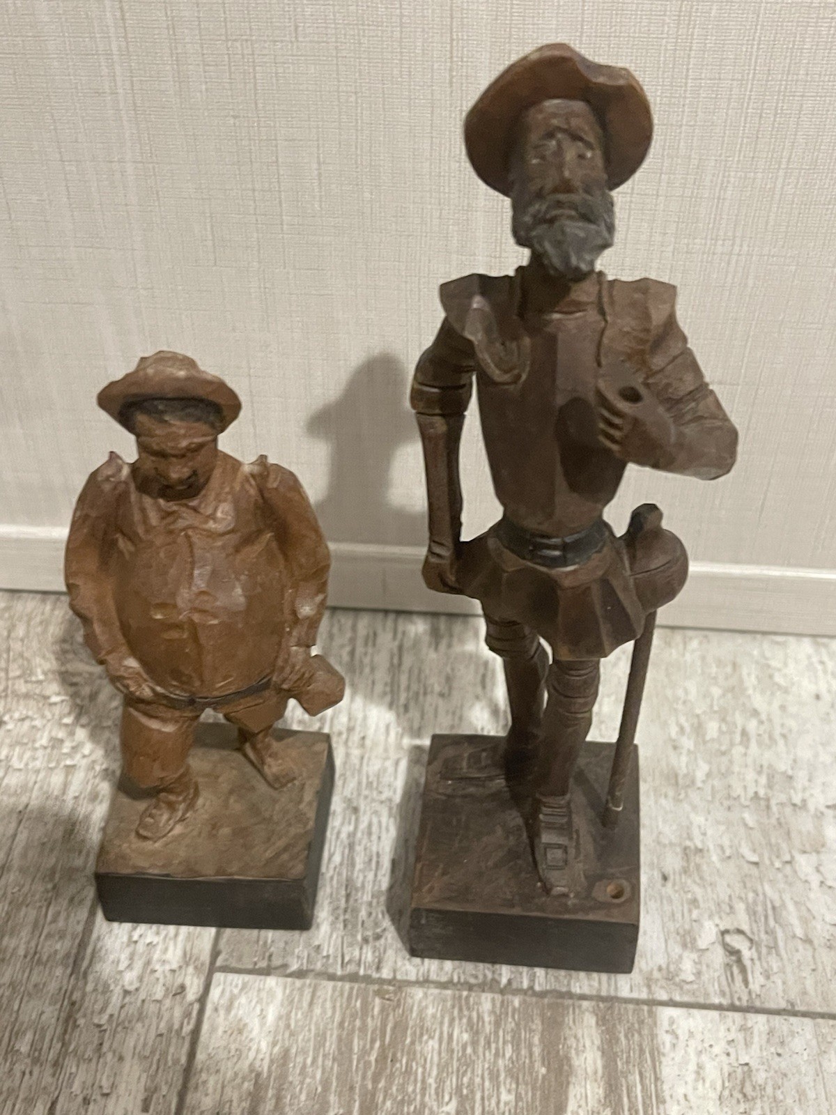 VTG Ouro Artesania Spain Don Quixote and Sancho Panza Wood Figurines (No Spear)