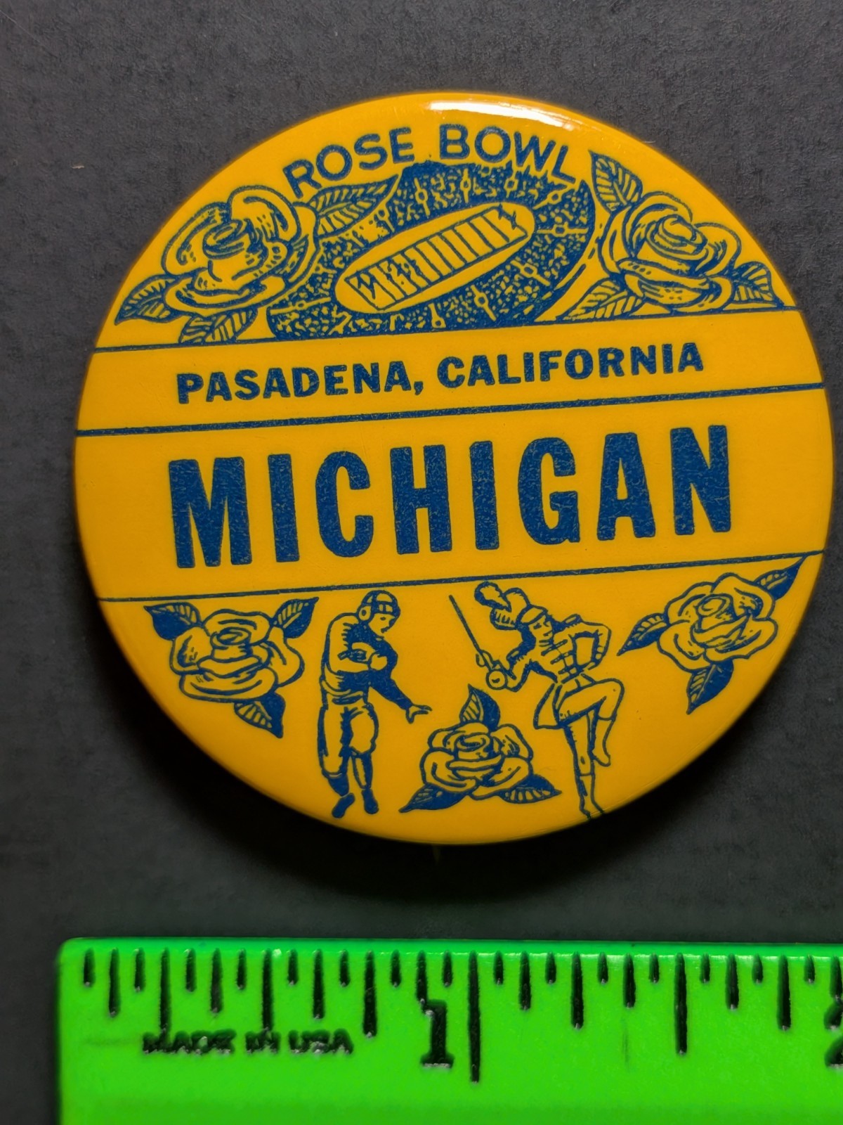 Vintage Michigan Rose Bowl College Football Pinback Pin